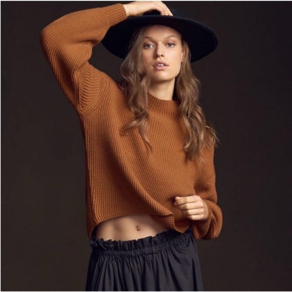 Anthropologie Maeve Easy Pullover Sweater Tan Large